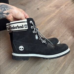 Timberland Black Boots with White Accents